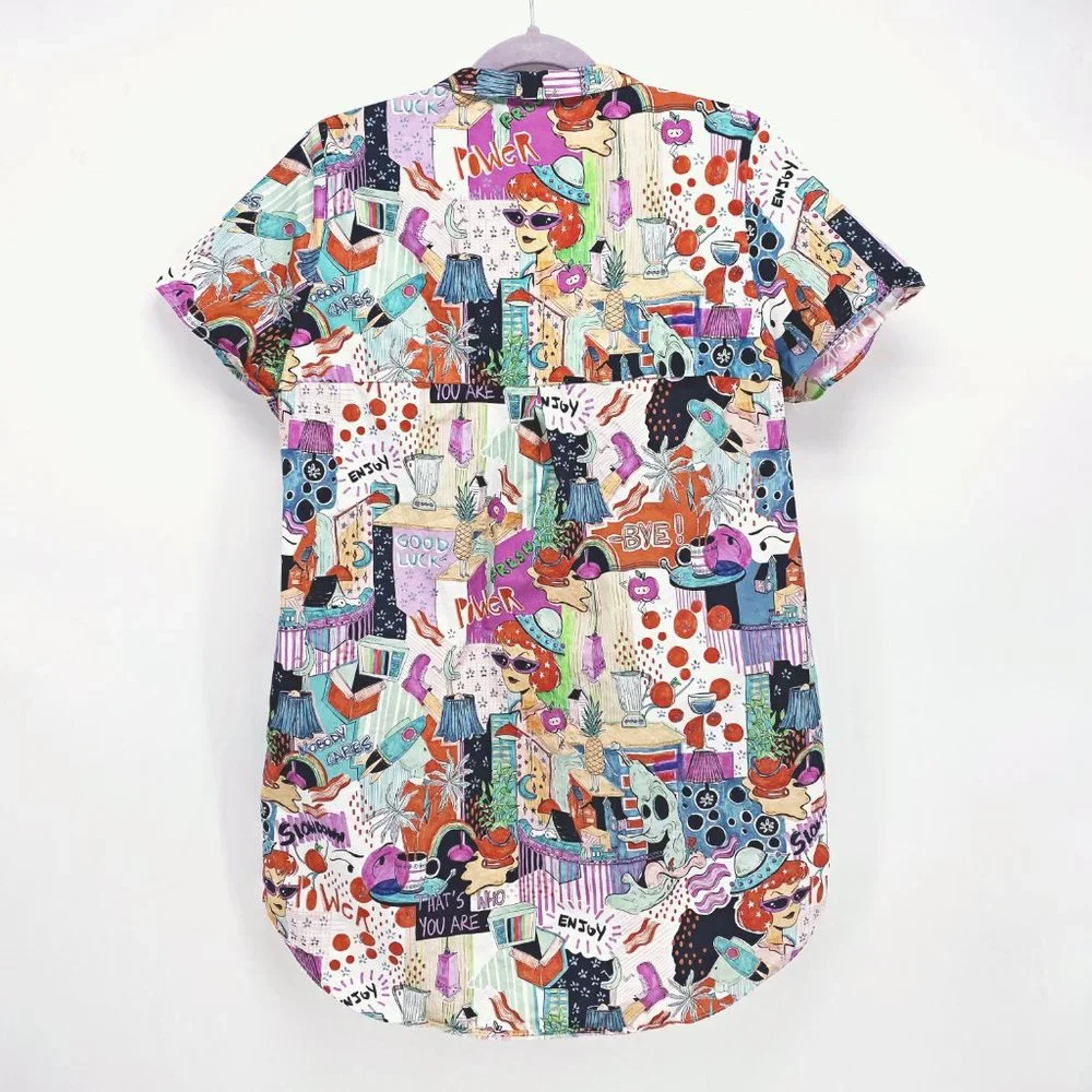 Zara Cartoon Button Up Shirtdress